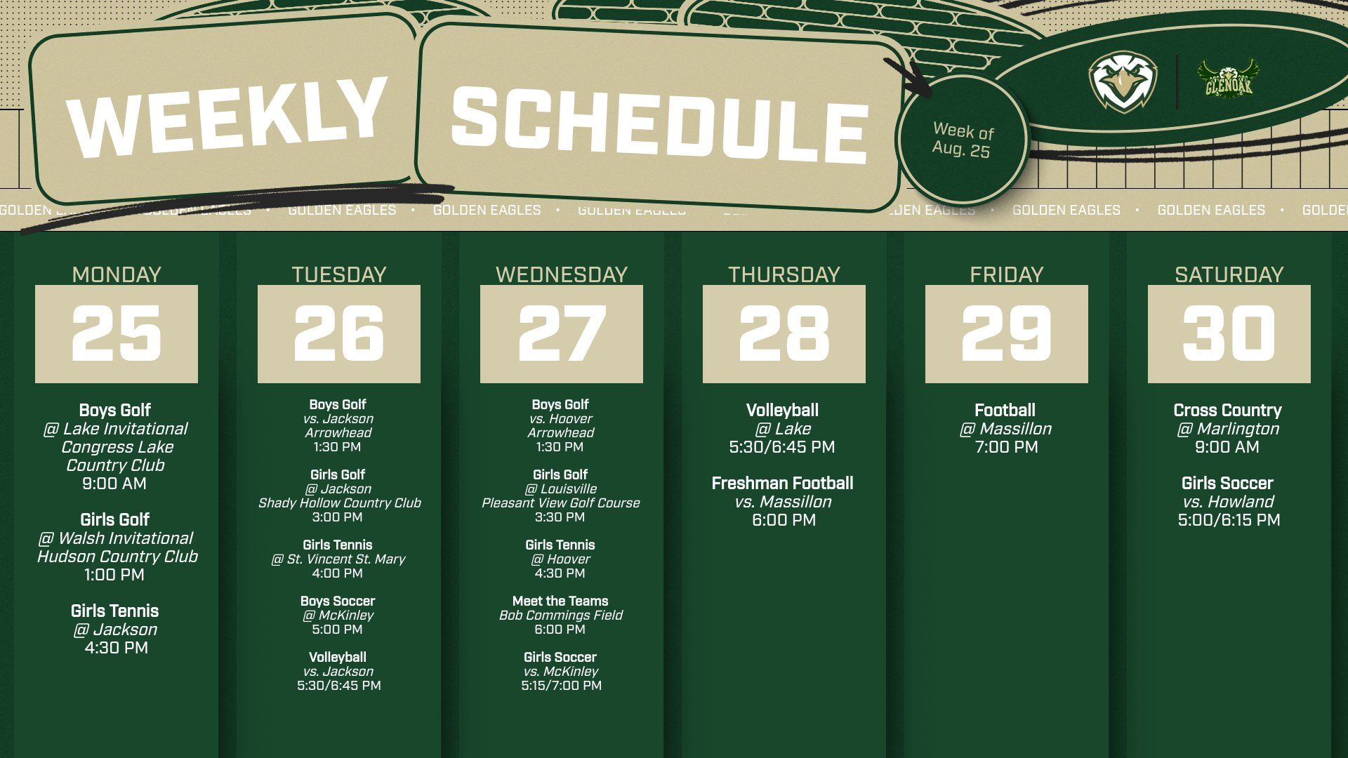 Weekly Schedule 8 25
